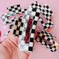 Black White Checkered Medium Rectangle Claw Clip