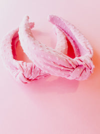Pink Swiss Dot Knotted Headband for girls & women