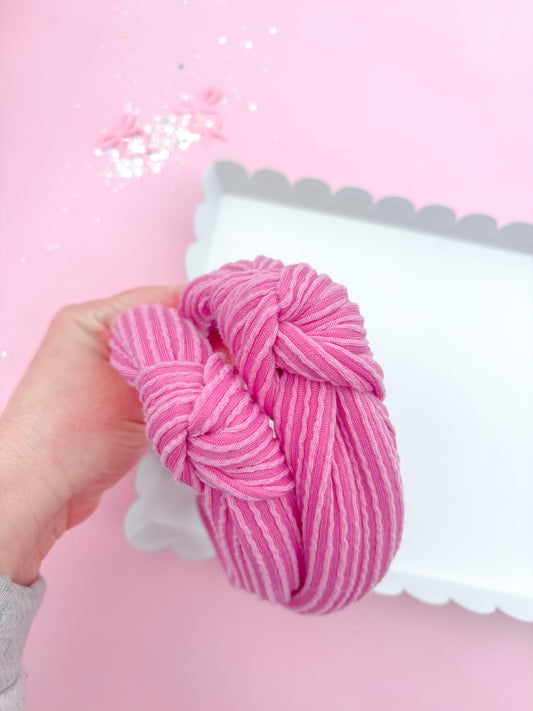 Taffy Pink Ribbed Knotted Headband