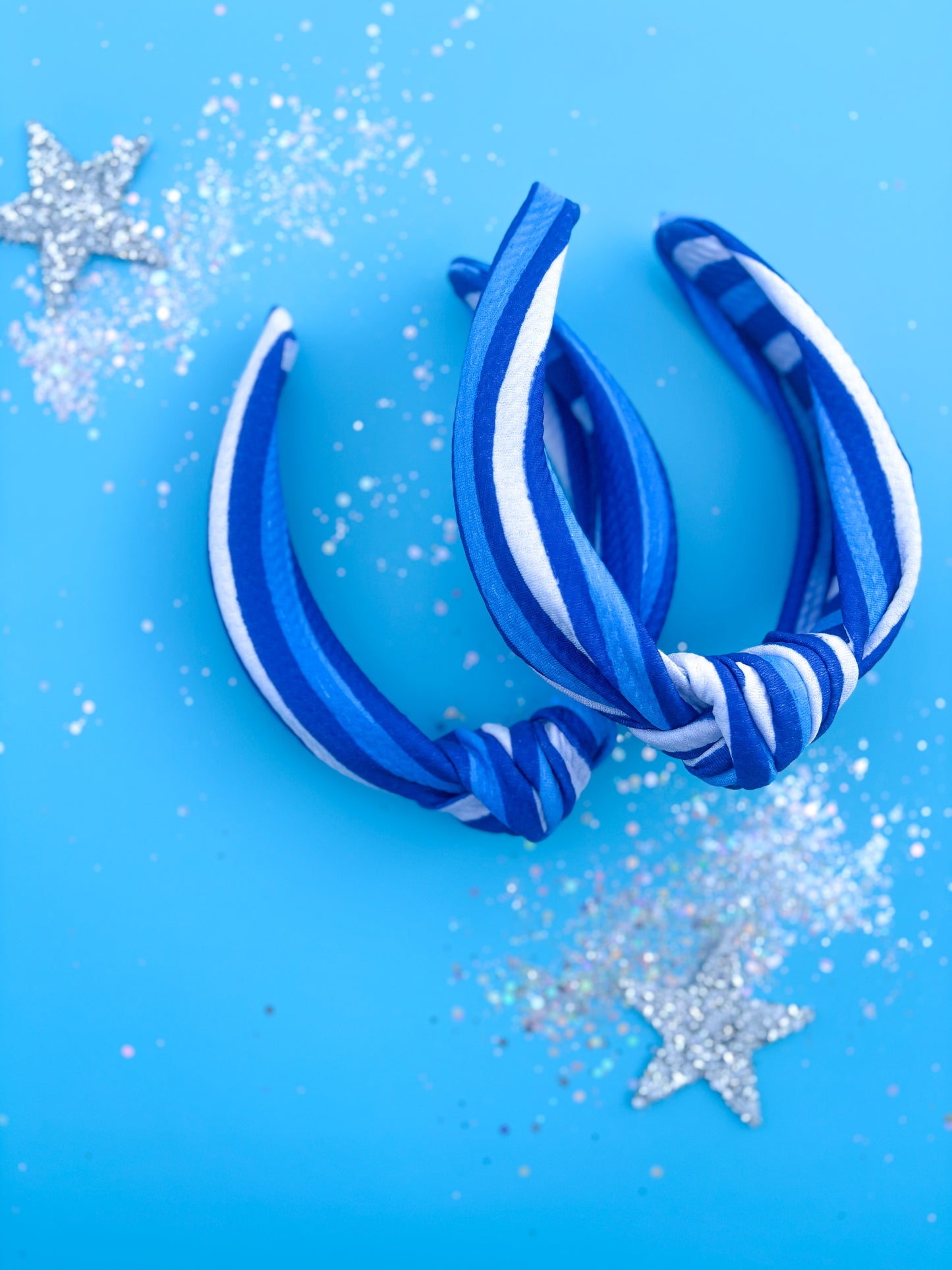 Blue White Stripe Kansas City Knotted Headband Girls & Women