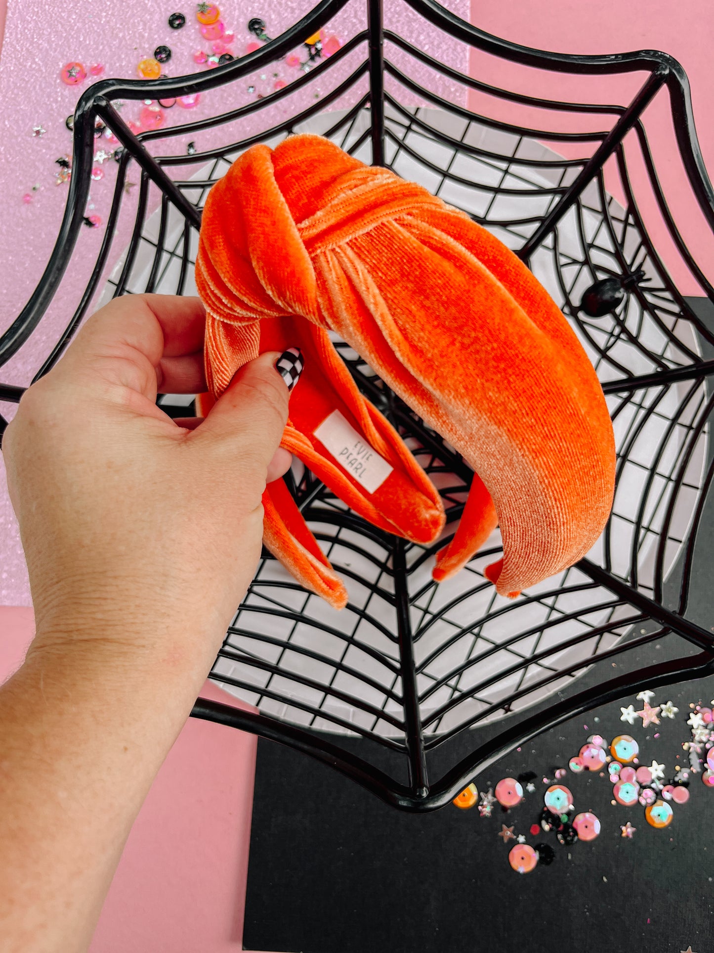 Orange|Velvet Knotted Headband for Girls & Women