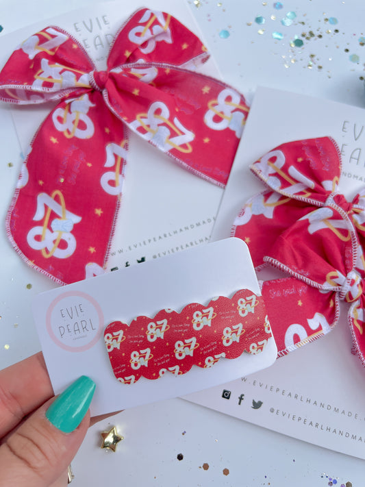 Red 87 Ring Its a Love Story Say Yes Single Snap Clip Barrette