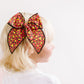 Red Leopard Black Stitching Bow