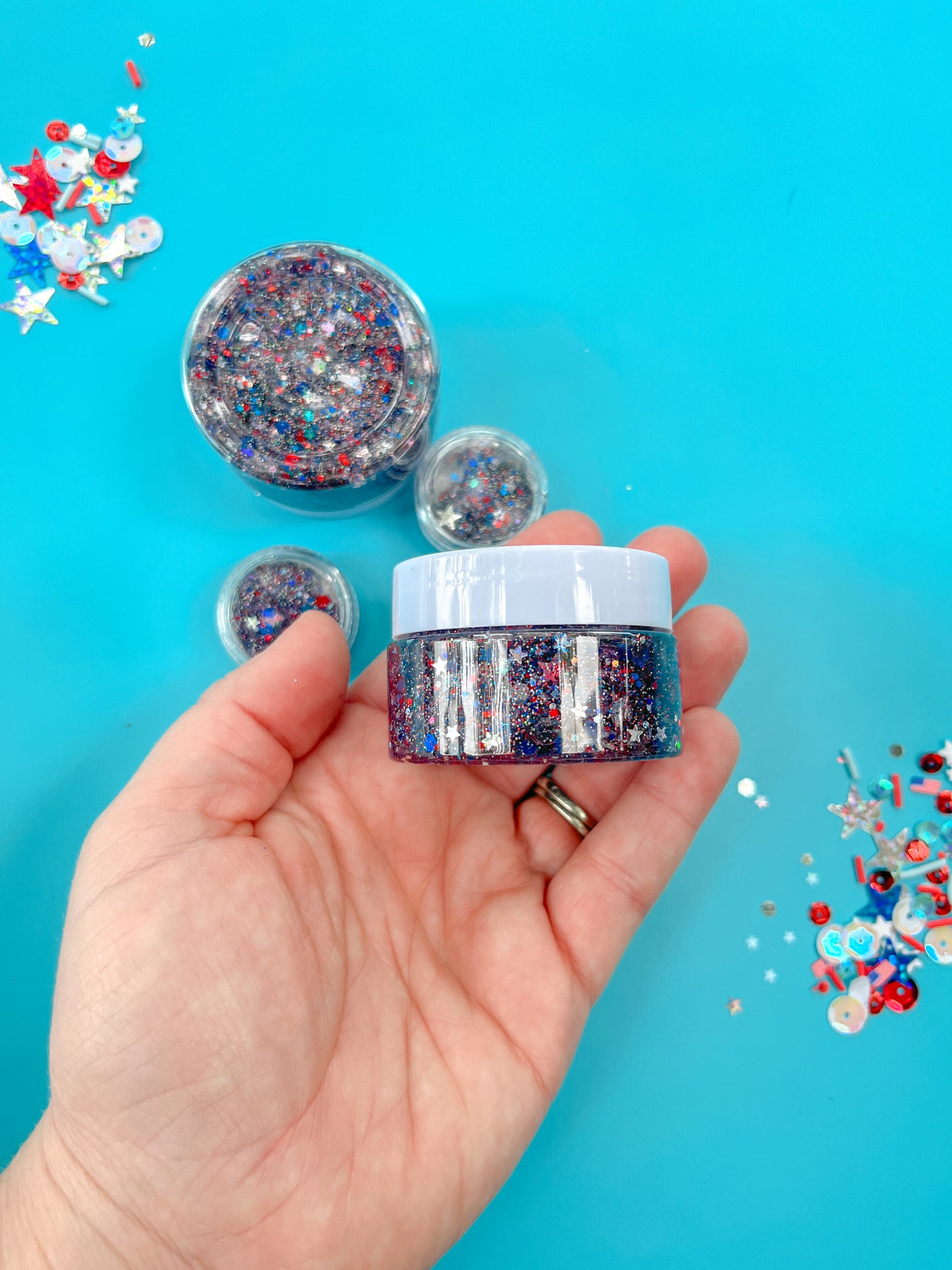 Red White Blue Stars Hair Glitter Gel