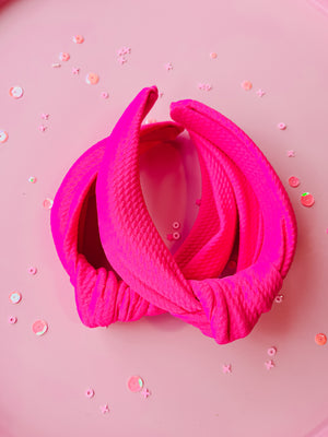 Hot Pink Bullet Knotted Headband for Girls & Women