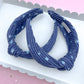 Navy Floral Ribbed Knotted Headband