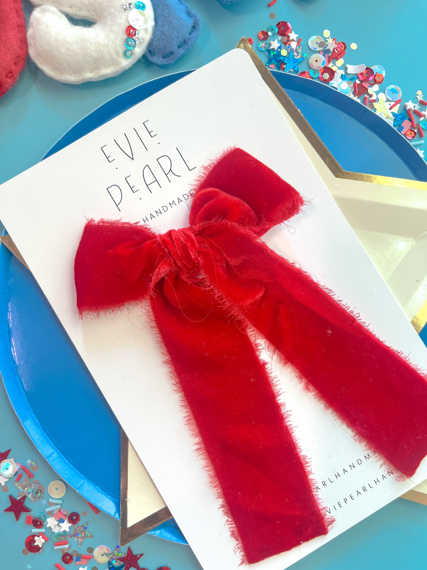 Red Raw Velvet Long Tailed Bow