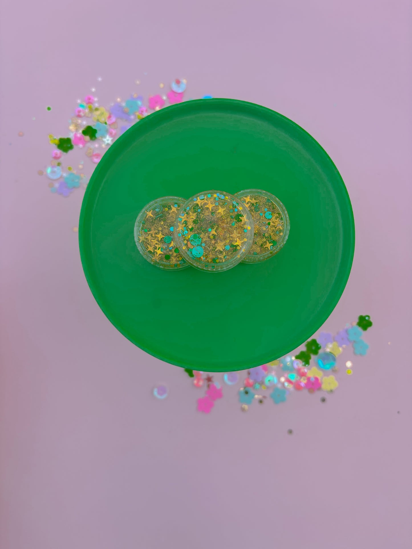 Green Sequins Gold Star Hair Glitter Gel