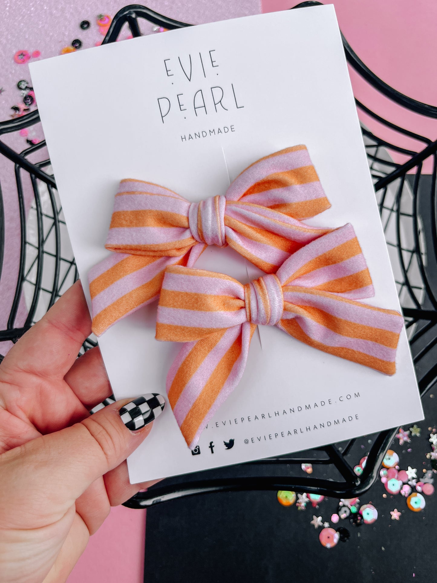 Peach Pink Stripe Pinwheel Pigtails