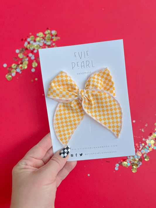 Yellow Checkered Medium Bow