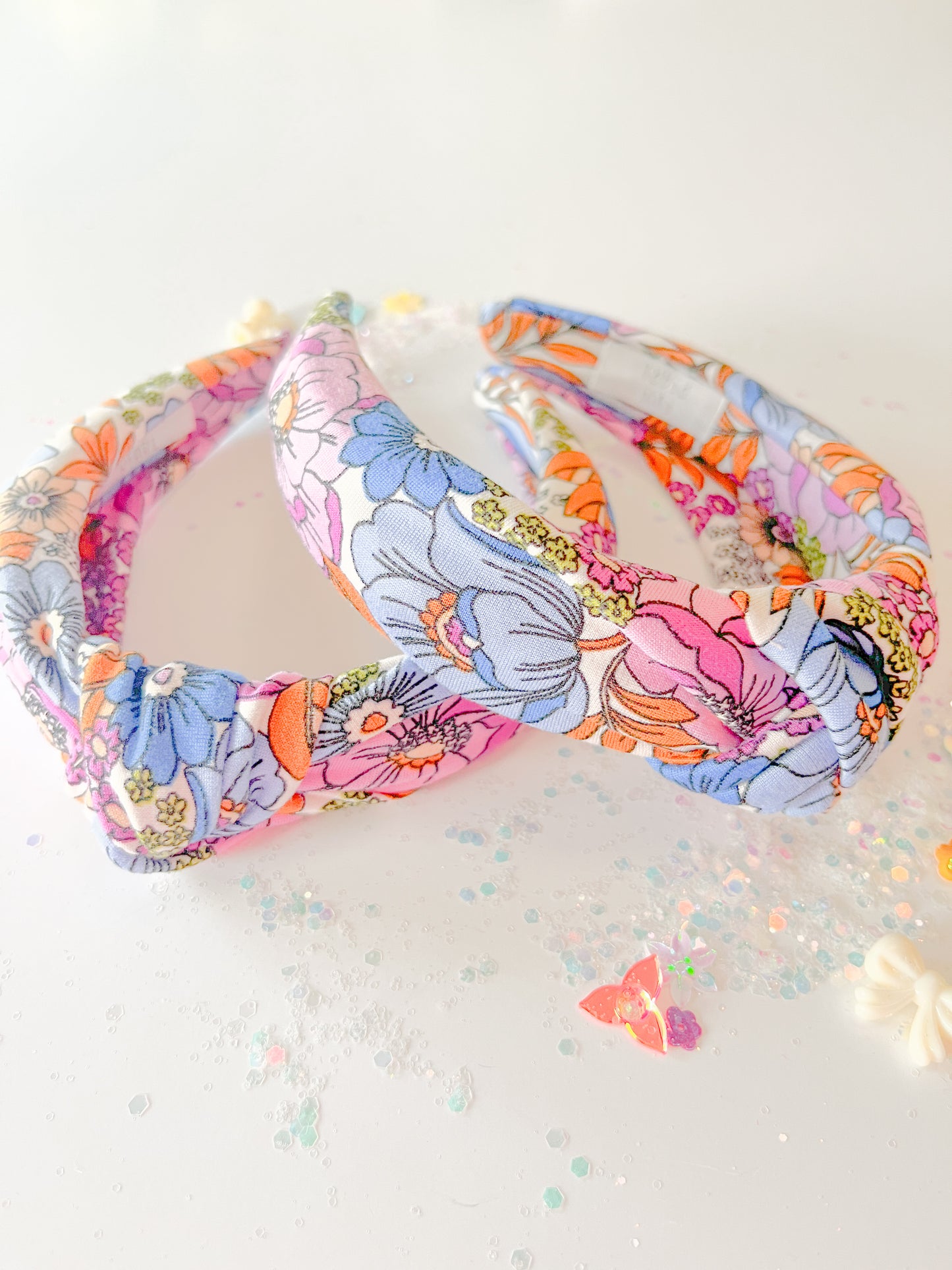 Lilac Blue Floral Knotted Headband for Girls & Women