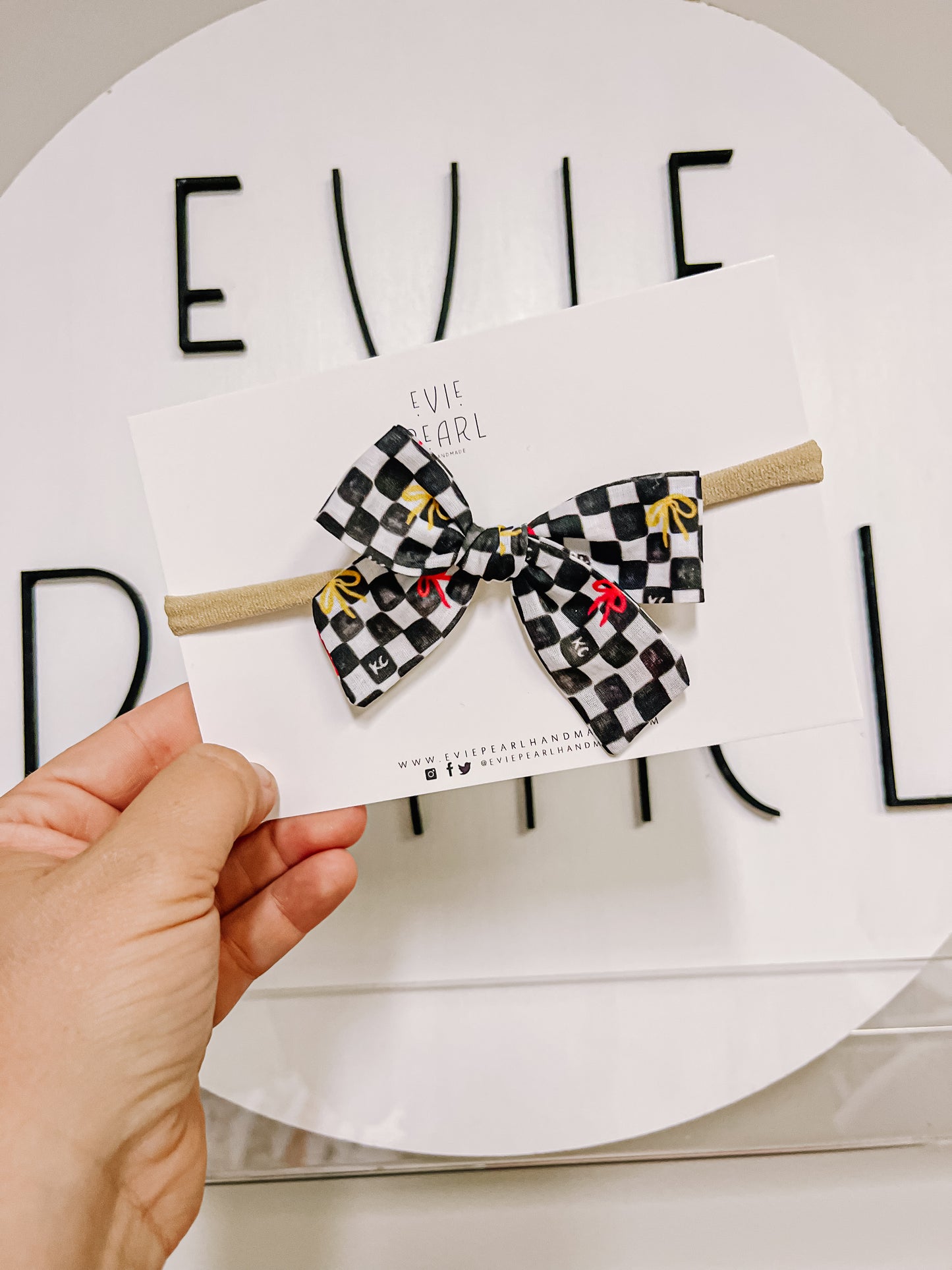 Black| KC Bows Checkered Pinwheel Bow