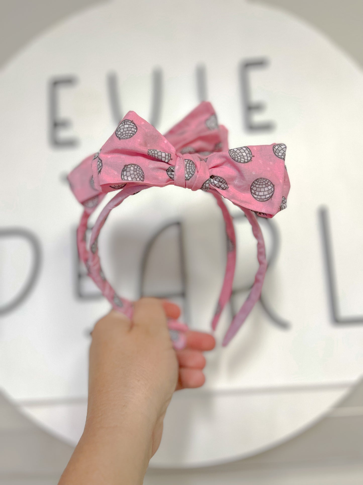 Pink Disco Ball Bow Headband for Toddler Girls and Girls