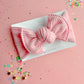 Light Pink Ribbed Bow Turban