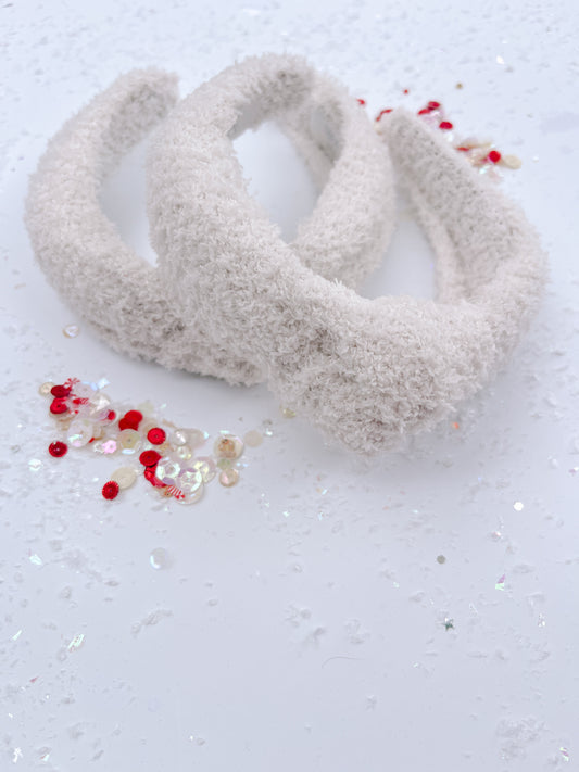 Cream Sherpa Knotted Headband for Girls & Women