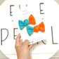 Teal Orange Color-block Knot Bow Pigtail Set