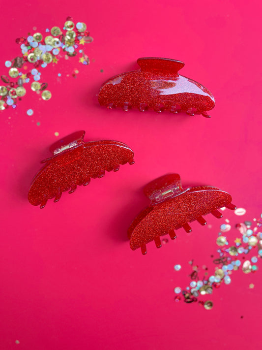 Red Glitter Medium Claw Clip
