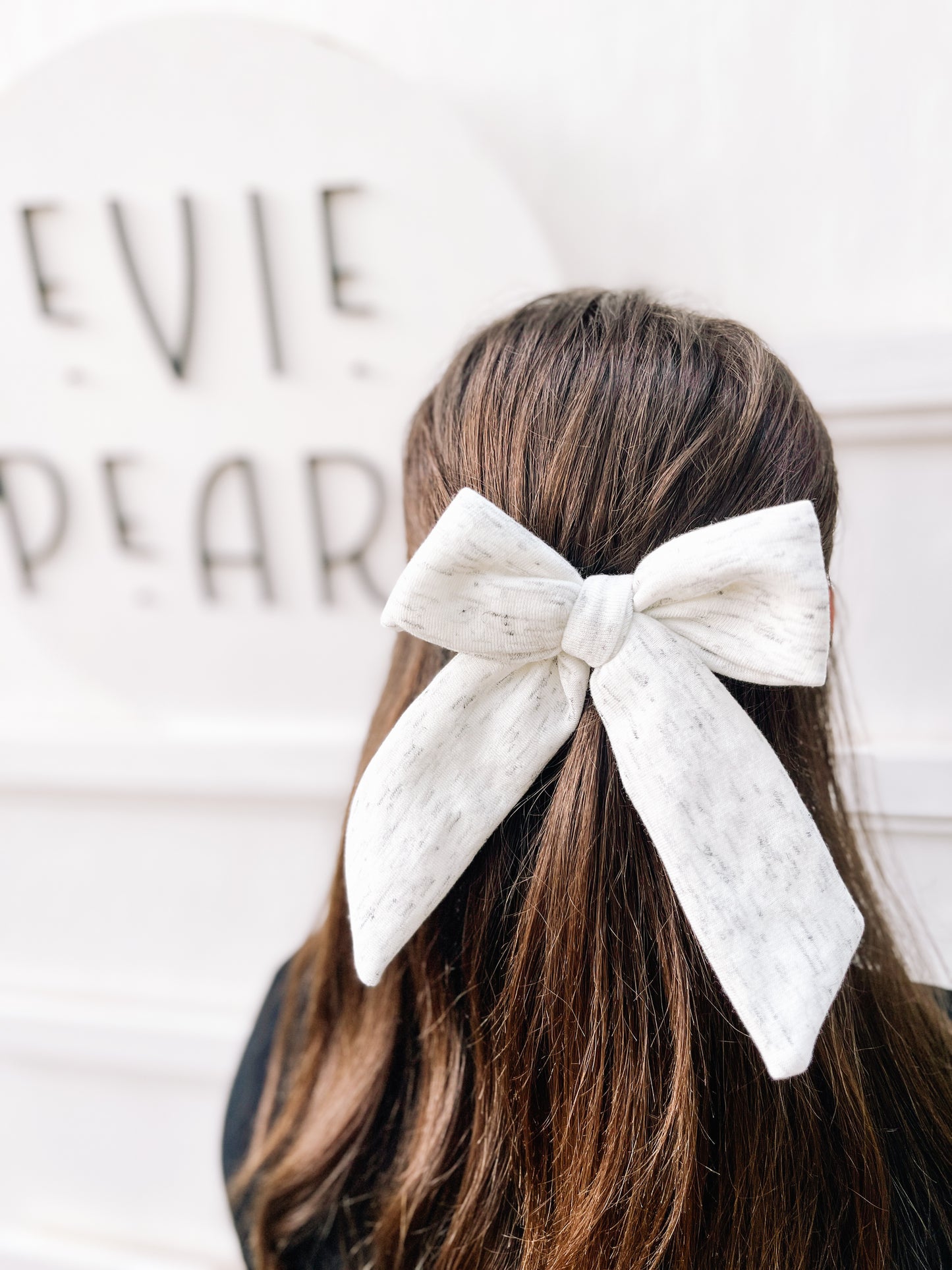 Gray Sweatshirt LongTailed Bow: Soft Neutral Hair Bow