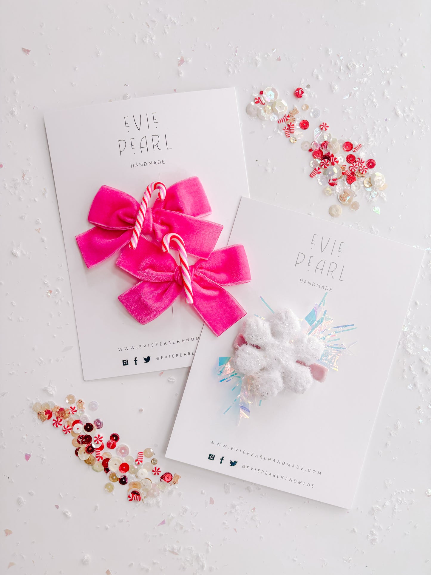 Hot Pink| Red Pink White Candy Cane Charm Pigtail Set