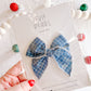 Small Blue Grid Bow