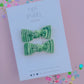Mini Green Crinkle Knot Bow Pigtail Set