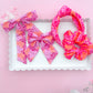 Pink & Orange Daisy Medium Sailor Bow