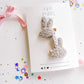 Fuzzy Gray Bunny Pigtail Clips