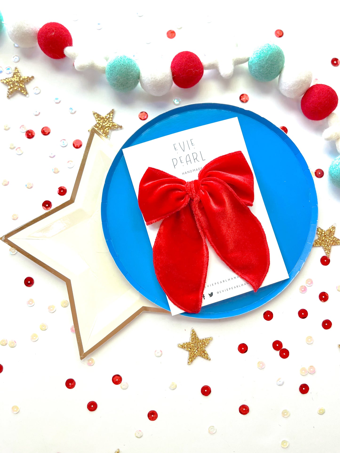 Red Velvet Glitter Oversized Bow