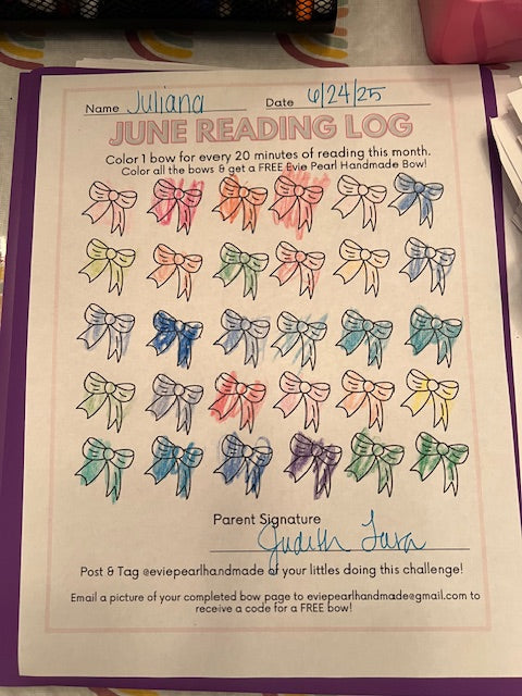 FREE BOW -June Summer Reading Log Challenge - Bow Chart Download