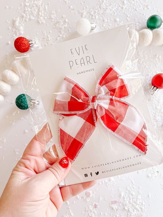 Red Plaid Medium Bow