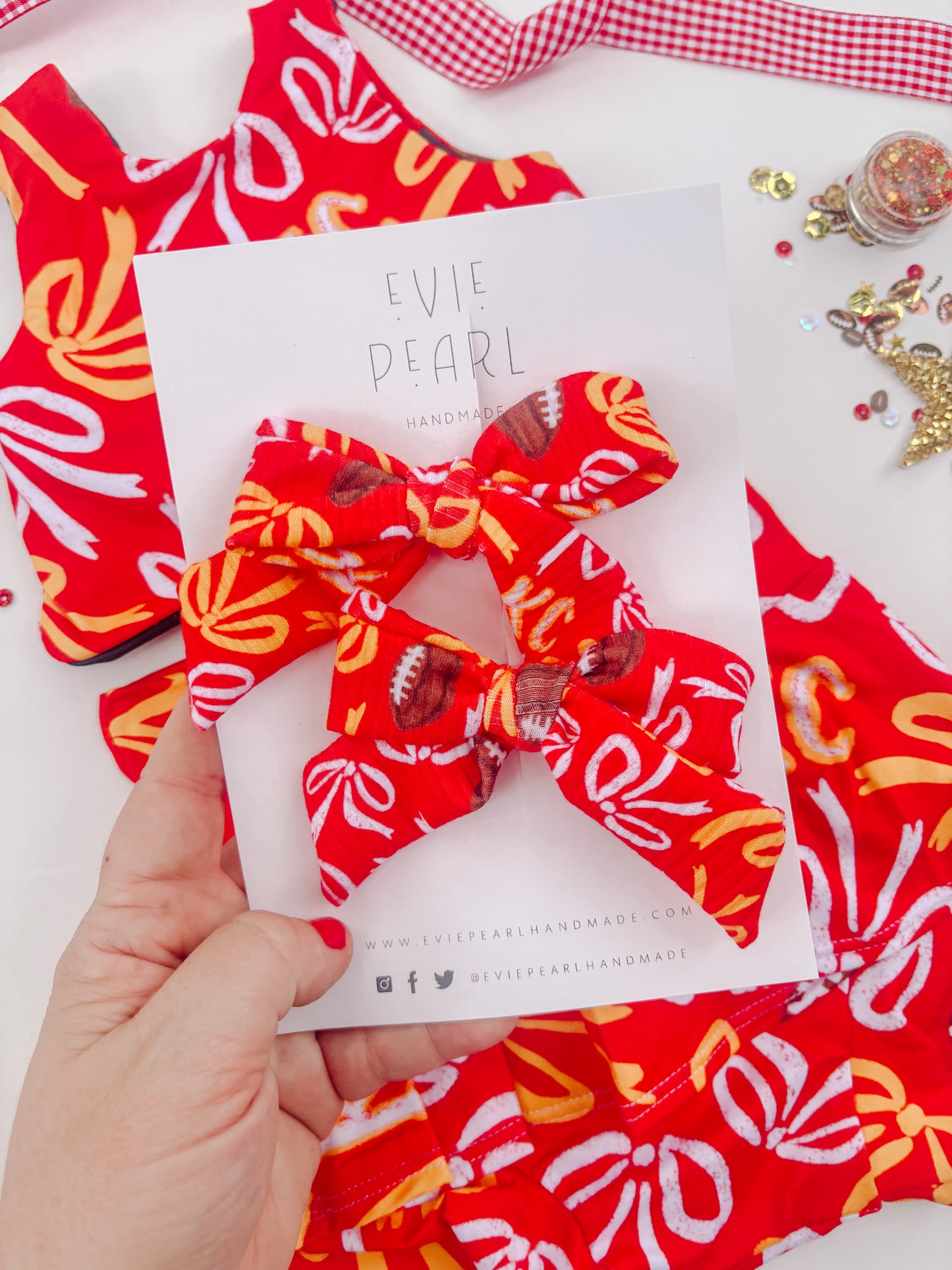 Red Bows KC Medium Pigtails