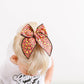 Red Leopard Black Stitching Bow