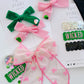 WICKED Green & Pink Sequin Sparkle Hair Bow Set