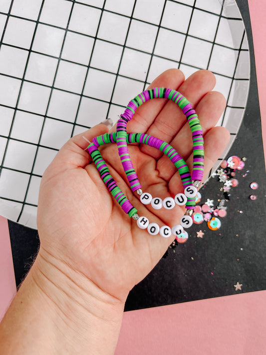 Hocus Pocus Green & Purple Bracelet made by Evie Pearl