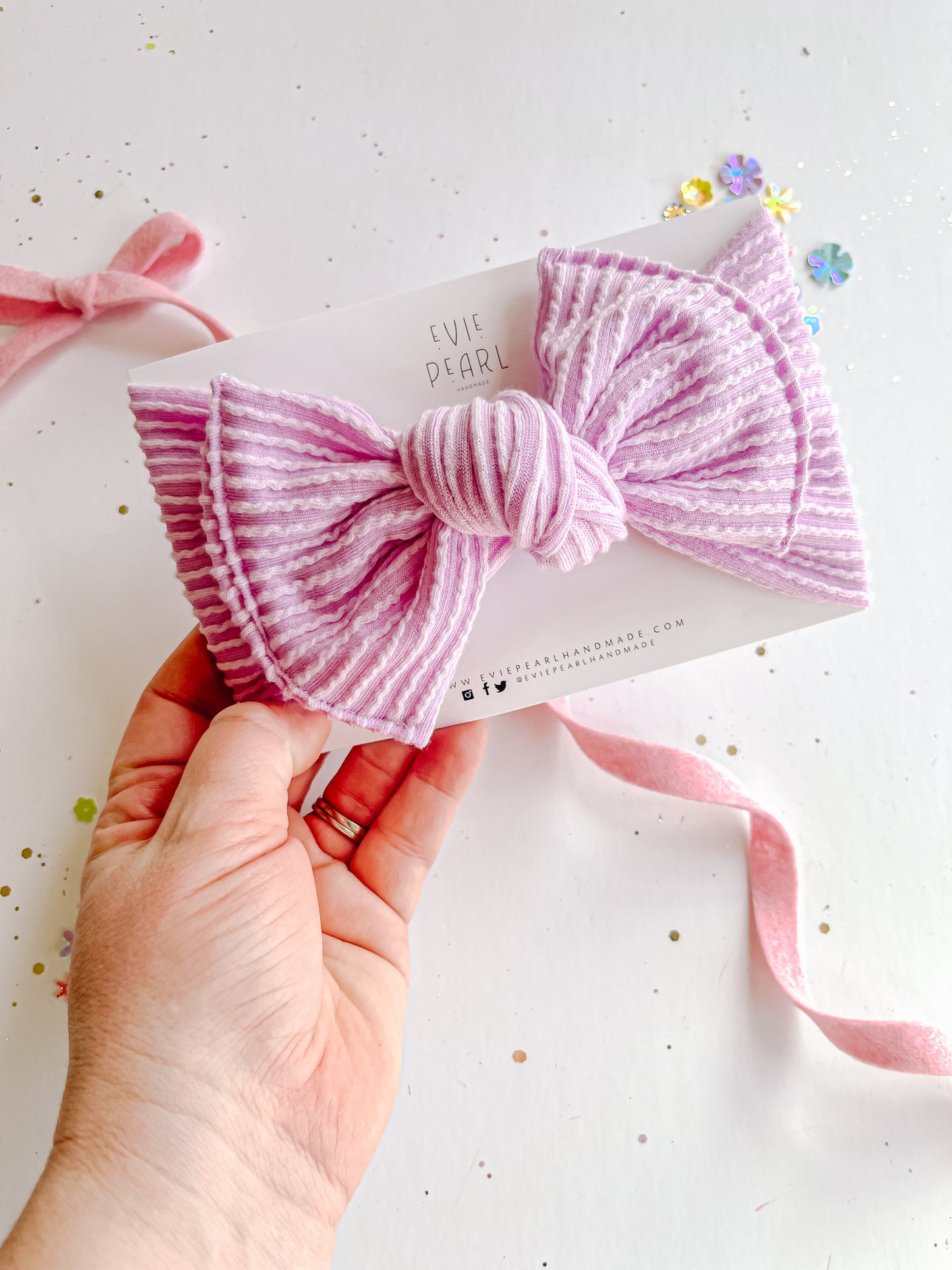 Lilac Ribbed Baby Bow Turban