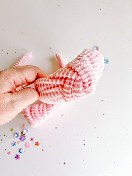 Light Pink Ribbed Knotted Headband