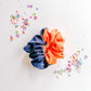 Orange Navy Color Block Oversized Scrunchy
