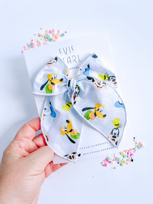 Blue Mouse & Dog Oversized Bow