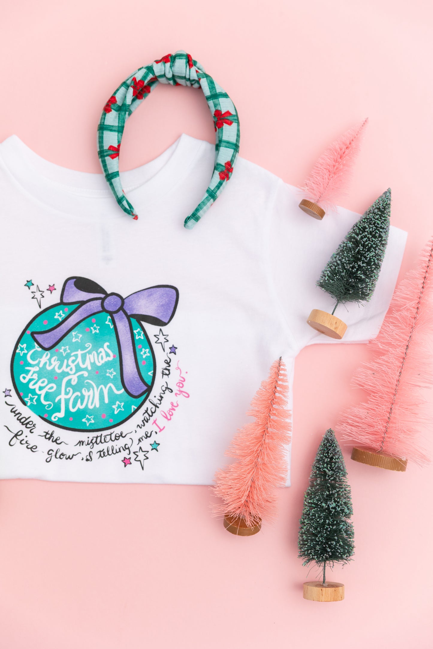 Green Plaid with Red Bows Knotted Headband for Girls & Women