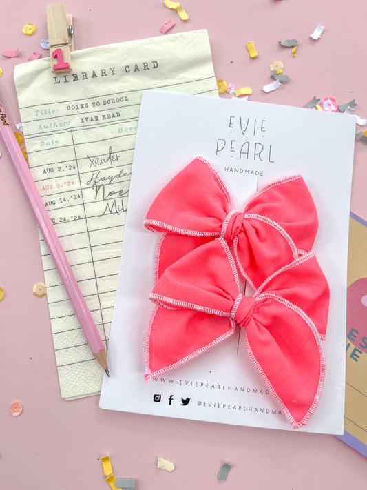 Personalized Initial Hot Pink Small Pigtail Bows