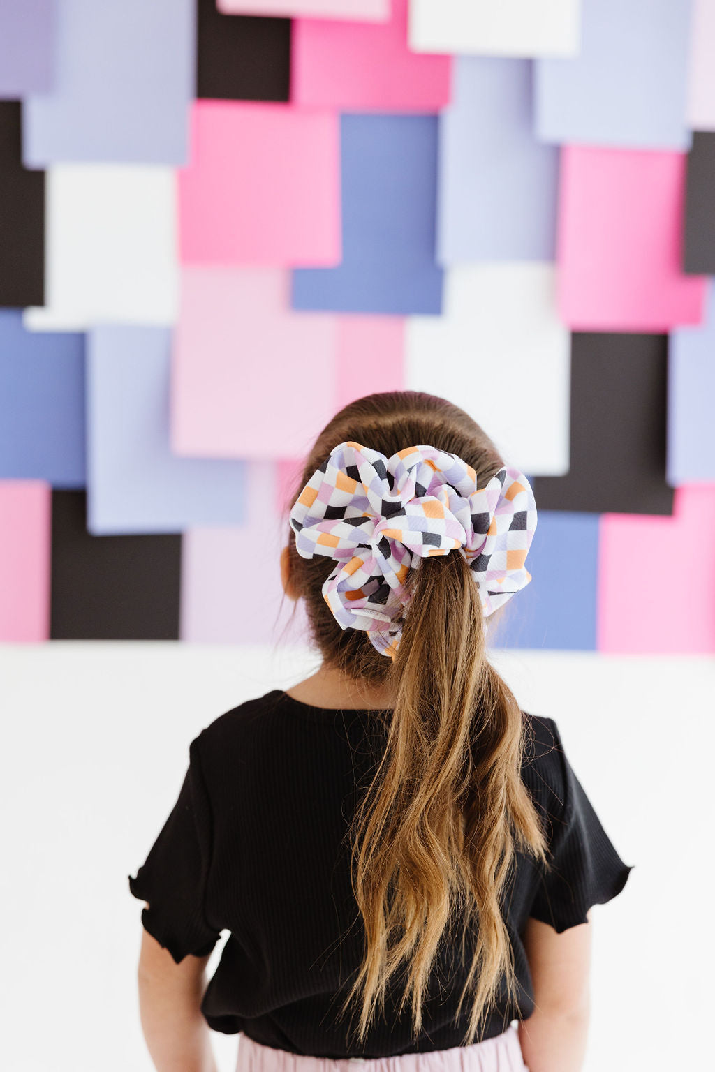 Black|Orange|Purple|Lilac Checkered Oversized Scrunchie