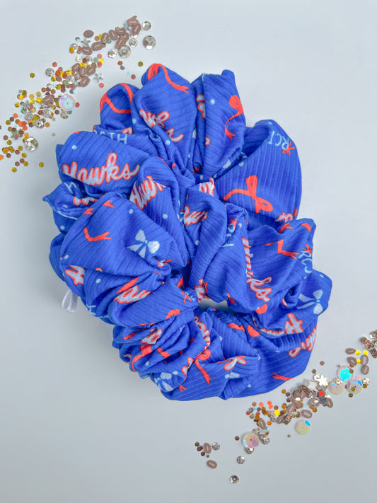 KU Rockchalk Jayhawk Blue Oversized Scrunchy