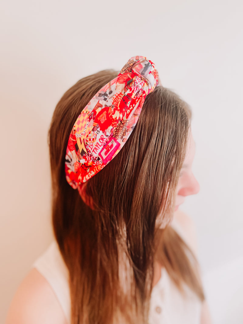 Pink In My Chiefs Era Taylor Swift Knotted Headband for Girls & Women