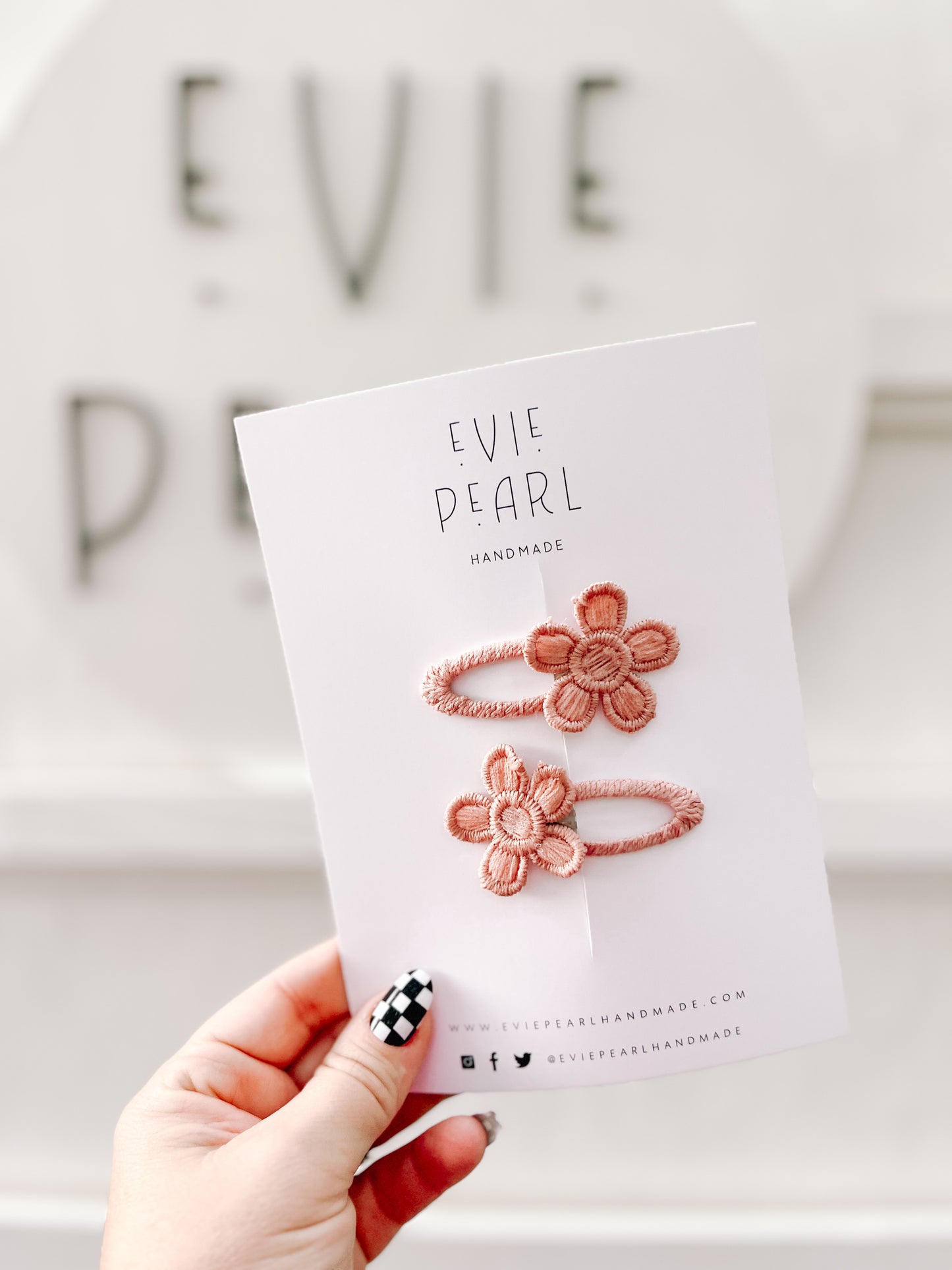 Pink Floral Snap Clip Pigtail Set