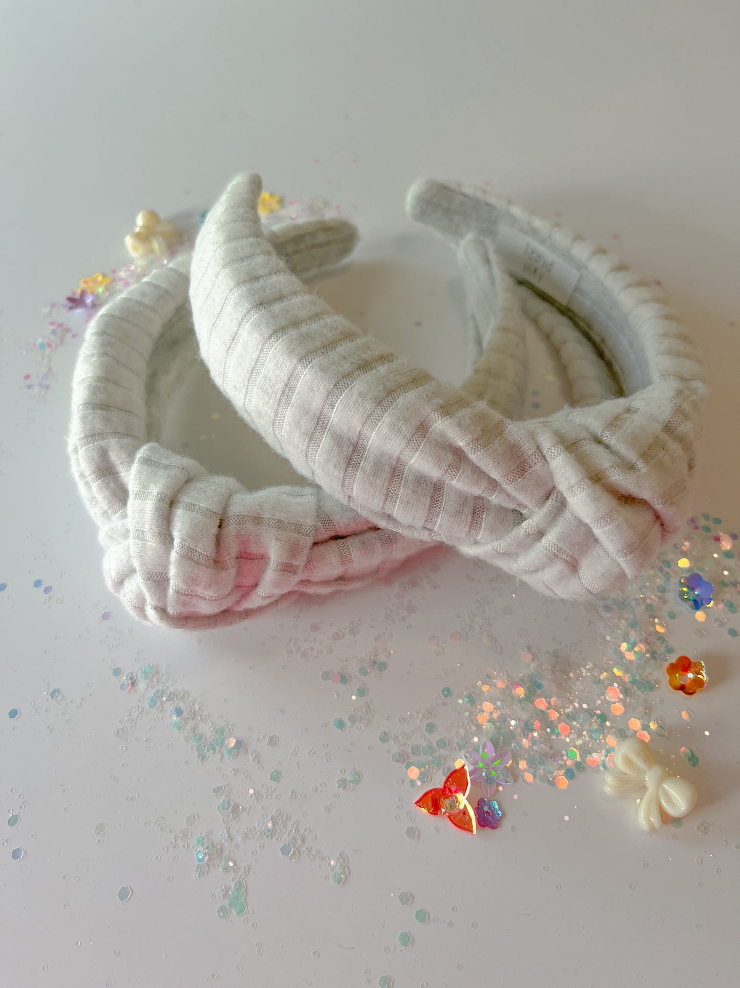 Gray Ribbed Knotted Headband for Girls & Women