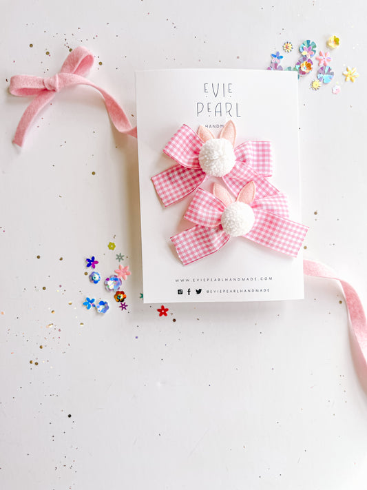 Bunny Gingham Pigtail Set