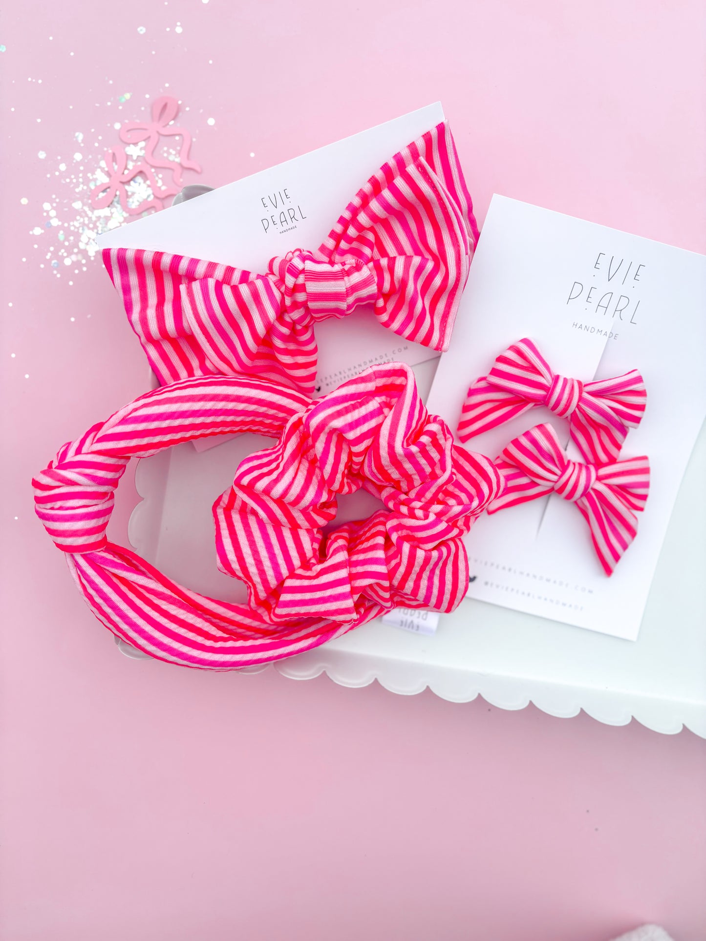 Pretty in Pink Stripe Knotted Headbands