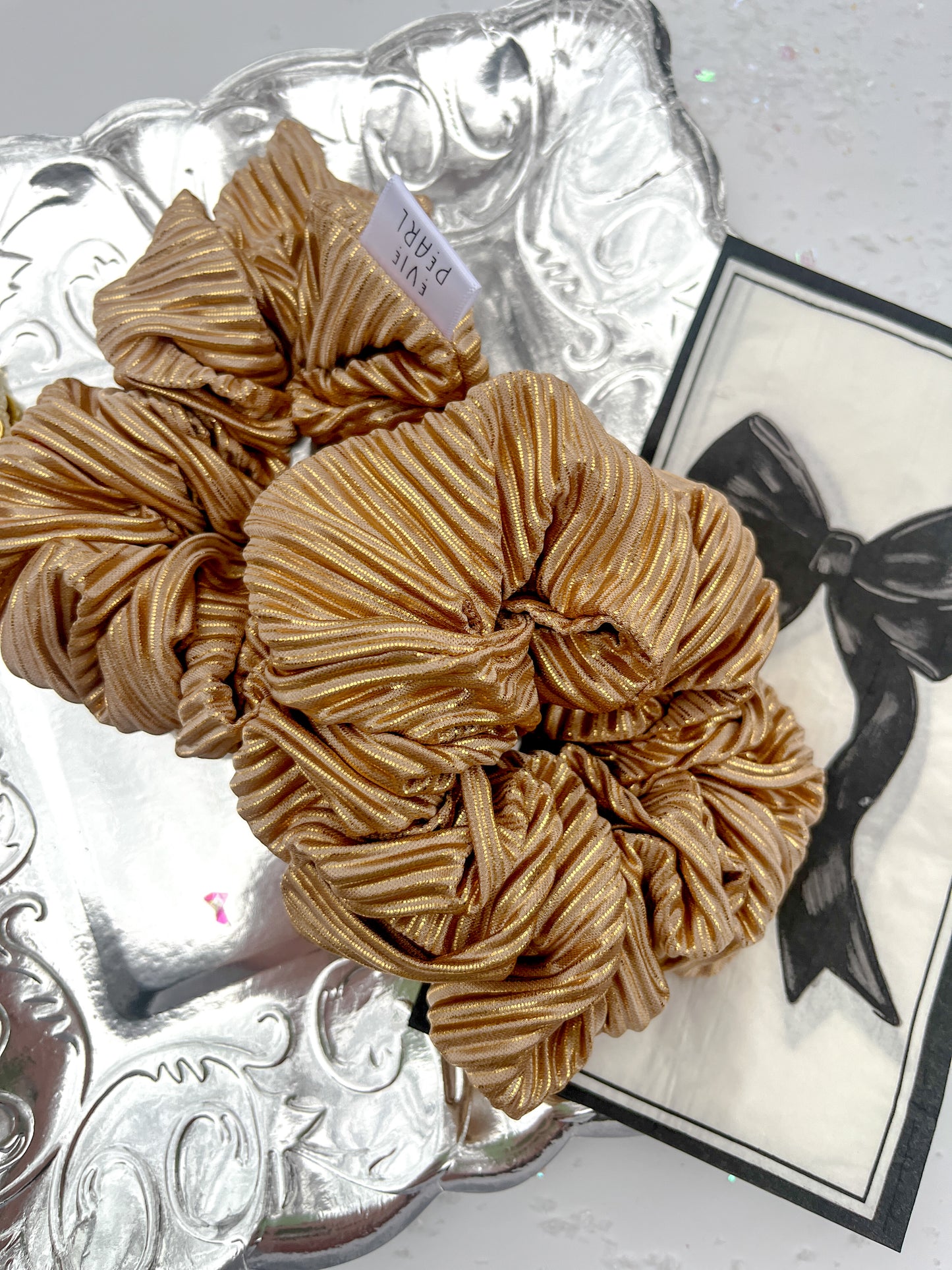 Gold Ribbed Oversized Scrunchy