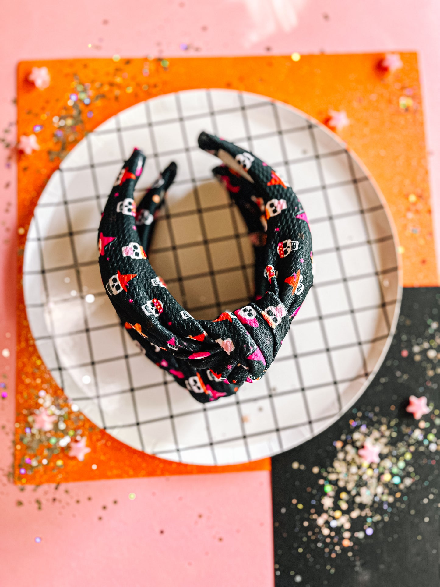 Black| Party Skullies Knotted Headband for Girls & Women