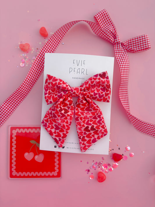 Pink Hearts Medium Sailor Bow